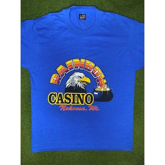 90s Rainbow Casino - Nekoosa, Wisconsin - Vintage Gambling T-Shirt (Large) - Picture 1 of 1